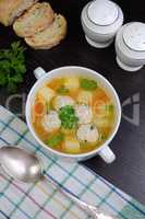 Chicken soup with meatballs