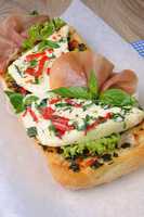 Sandwich with mozzarella and jamon