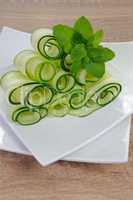 Ribbon cucumber salad with mint