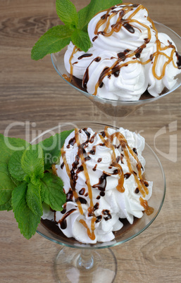 Dessert with whipped cream