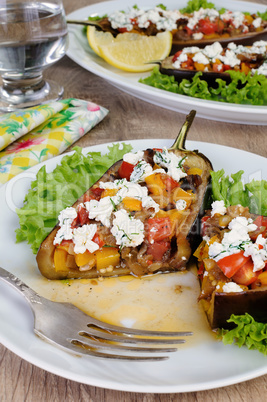 Stuffed eggplant with vegetables