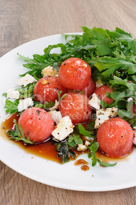 Watermelon salad with arugula and feta