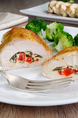 Chicken breast stuffed  ricotta, tomato and spinach