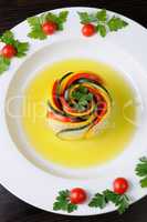 Appetizer of zucchini and tomatoes