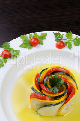 Appetizer of zucchini and tomatoes