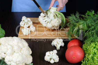 cauliflower on a cutting board