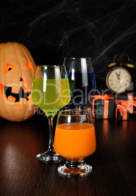 A variety of juices and drinks for Halloween