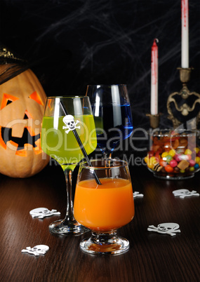 A variety of juices and drinks for Halloween