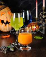 A variety of juices and drinks for Halloween