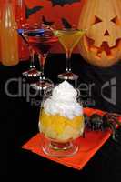 Dessert of pineapple and orange whipped cream