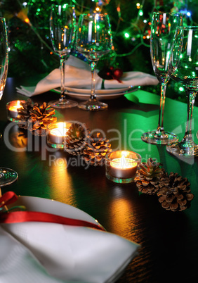 Fragment of the Christmas table decoration