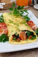 Omelet stuffed with vegetables