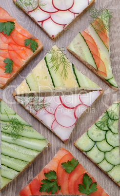 variety of vegetable sandwiches
