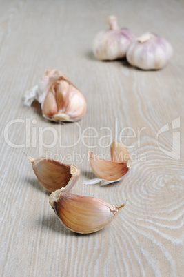 Cloves of garlic on the table