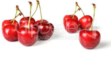 red cherry on a white background