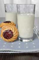 Glass of milk with shortbread