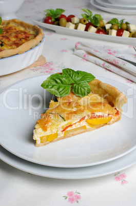 quiche with zucchini and tomato baked cheese