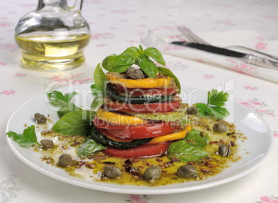 Appetizer of zucchini with tomato