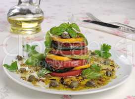 Appetizer of zucchini with tomato