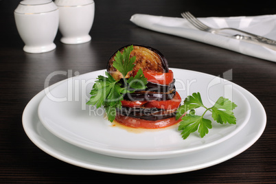 Appetizer eggplant with tomatoes