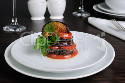 Appetizer eggplant with tomatoes
