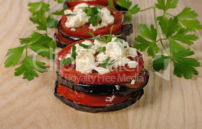 Roasted eggplant with tomatoes and ricotta