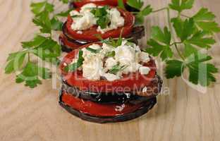 Roasted eggplant with tomatoes and ricotta