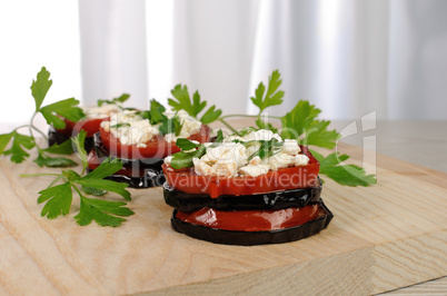 Roasted eggplant with tomatoes and ricotta