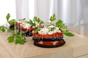 Roasted eggplant with tomatoes and ricotta