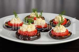 appetizer of eggplant with tomato