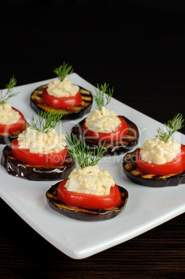 appetizer of eggplant with tomato