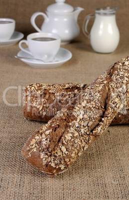 Baguette from rye flour with cereals