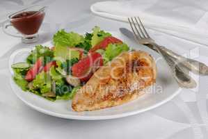 Chicken schnitzel with vegetable garnish