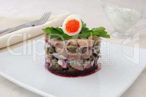 Herring tartare with capers and sour cream
