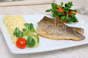 Baked fillet of sea bass