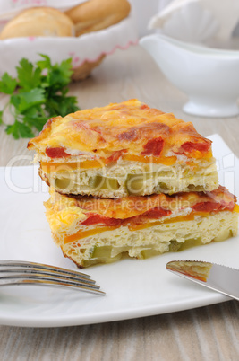 Omelet with vegetables and cheese