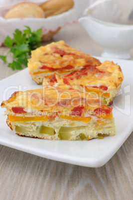 portion omelet with vegetables