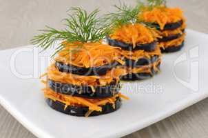 Fried eggplant with carrots