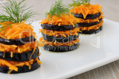 Fried eggplant with carrots