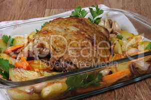 Turkey thigh baked with vegetables