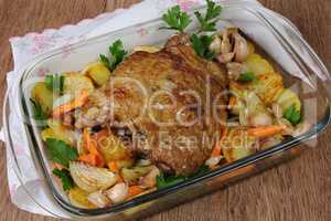 Turkey thigh baked with vegetables