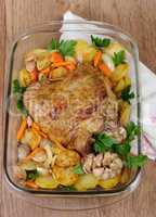 Turkey thigh baked with vegetables