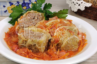 stuffed savoy cabbage on a plate