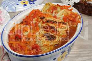 stuffed  cabbage savoy cabbage with tomato sauce