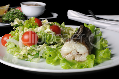 Baked fish (King clip) with vegetables