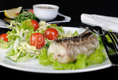 Baked fish (King clip) with vegetables