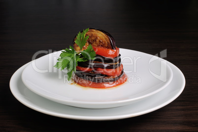 Appetizer eggplant with tomatoes