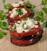 Roasted eggplant with tomatoes and ricotta