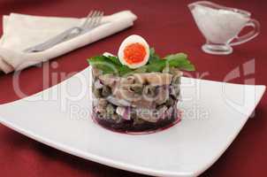Herring tartare with capers and sour cream