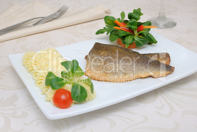Baked fillet of sea bass
